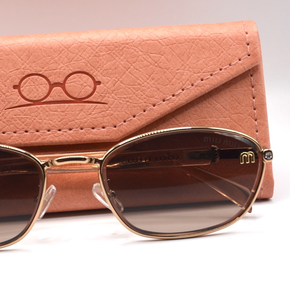 MIU MIU Women’s Metal Sunglasses | Gold & Nude | Brown Gradient Lenses | New - Picture 11 of 16
